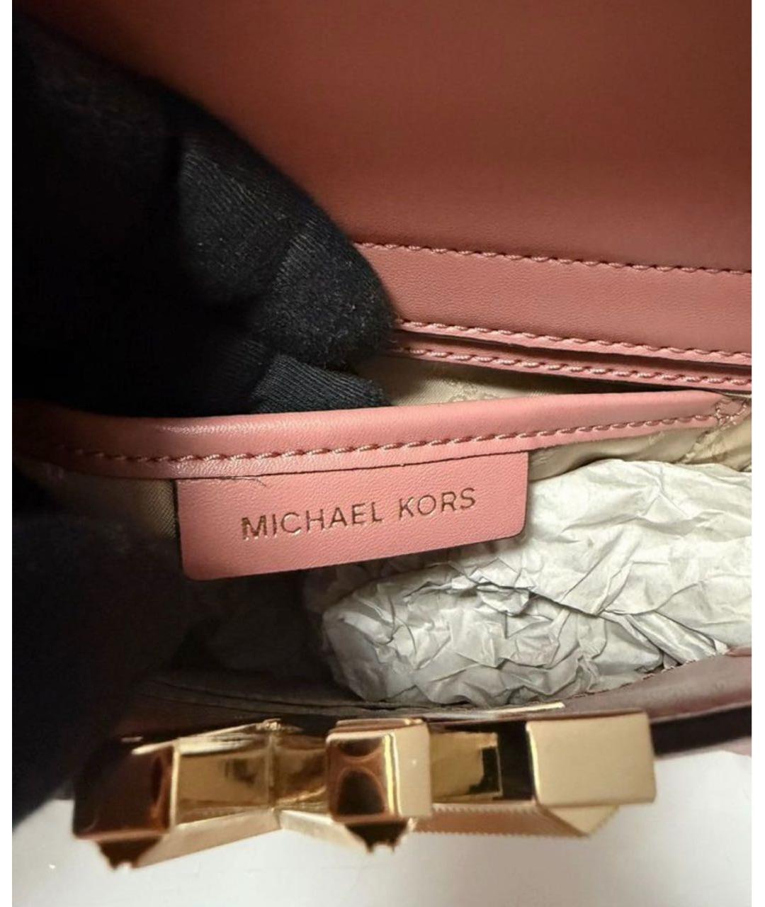 MICHAEL KORS Розовая кожаная сумка с короткими ручками, фото 5