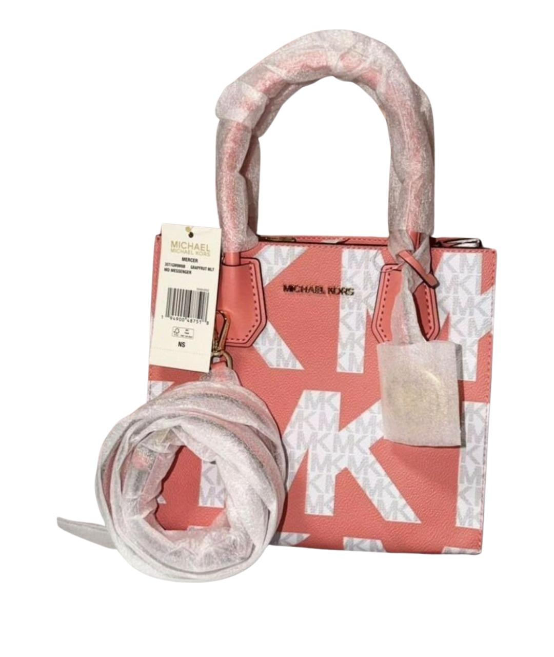 MICHAEL KORS Коралловая сумка с короткими ручками из канвы, фото 1
