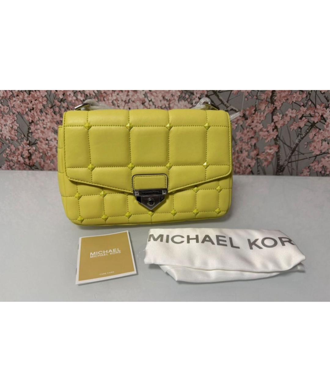 MICHAEL KORS Желтая кожаная сумка через плечо, фото 9