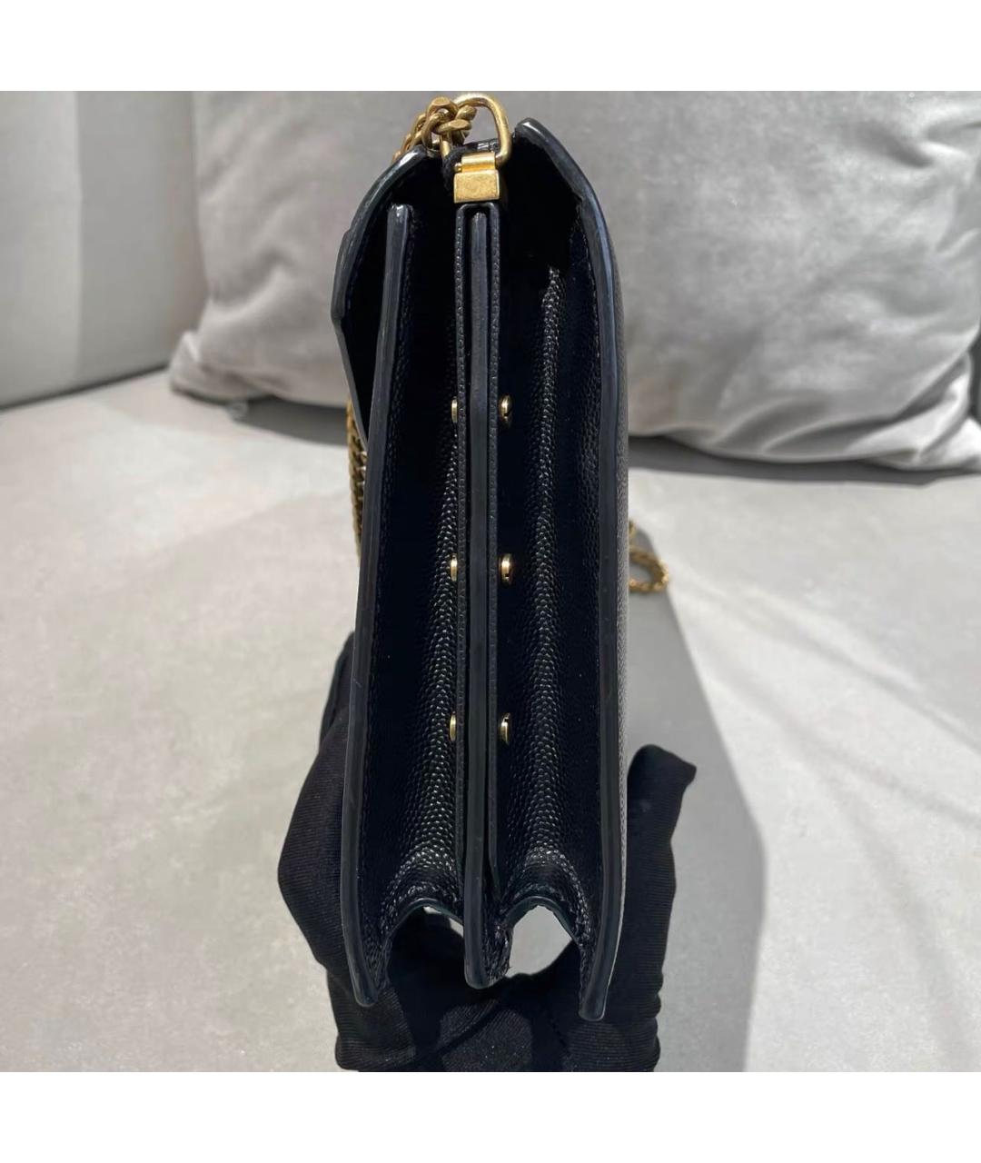 SAINT LAURENT Черная кожаная сумка через плечо, фото 3