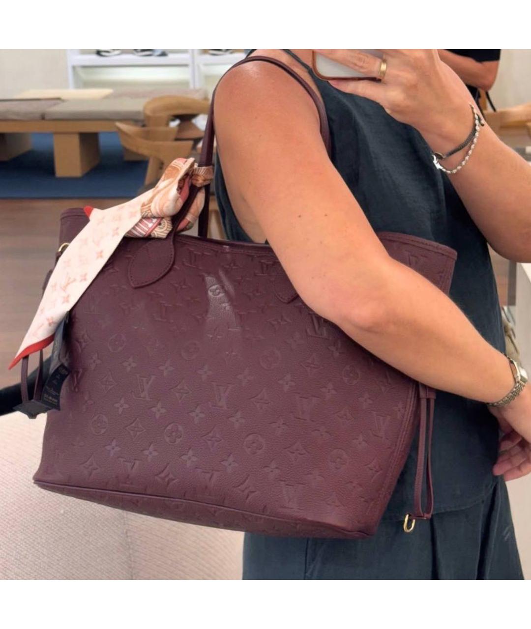 LOUIS VUITTON Бордовая кожаная сумка тоут, фото 2