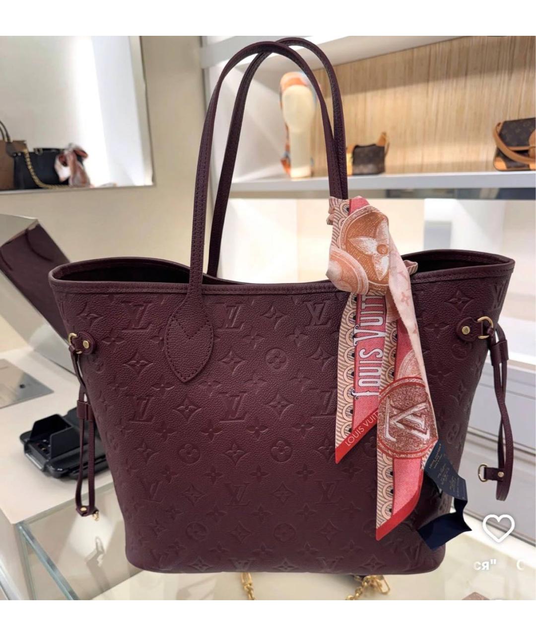 LOUIS VUITTON Бордовая кожаная сумка тоут, фото 3