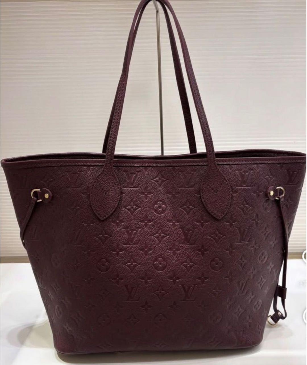 LOUIS VUITTON Бордовая кожаная сумка тоут, фото 4