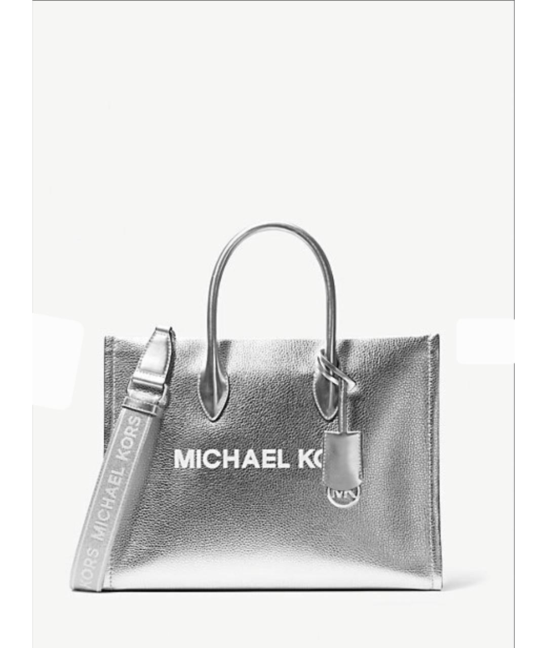 MICHAEL KORS Серебряная кожаная сумка тоут, фото 5