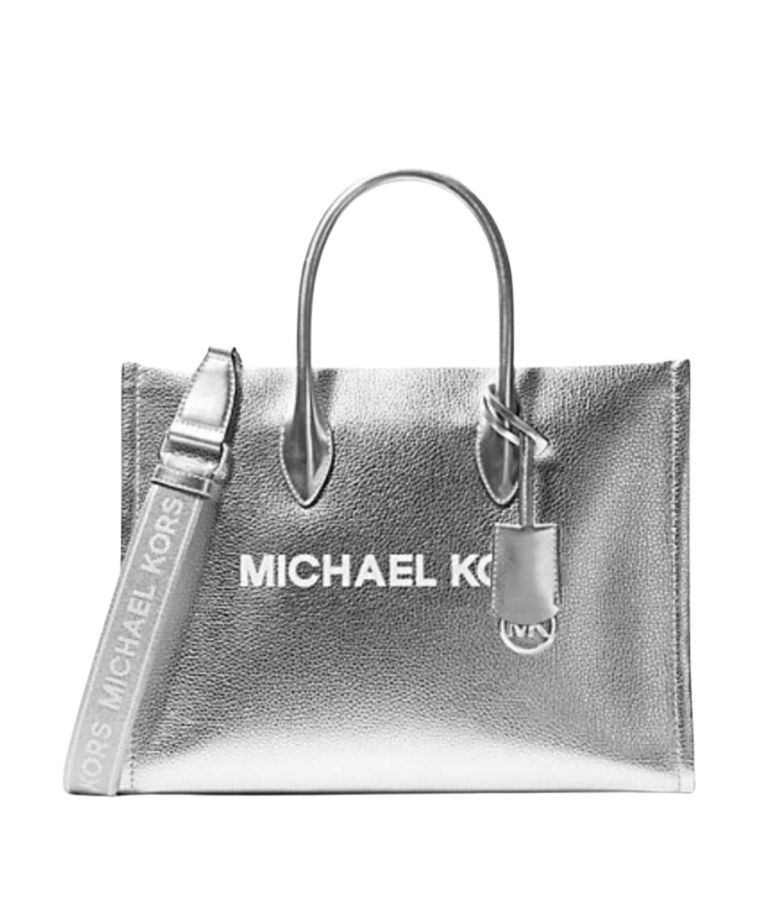 MICHAEL KORS Серебряная кожаная сумка тоут, фото 1