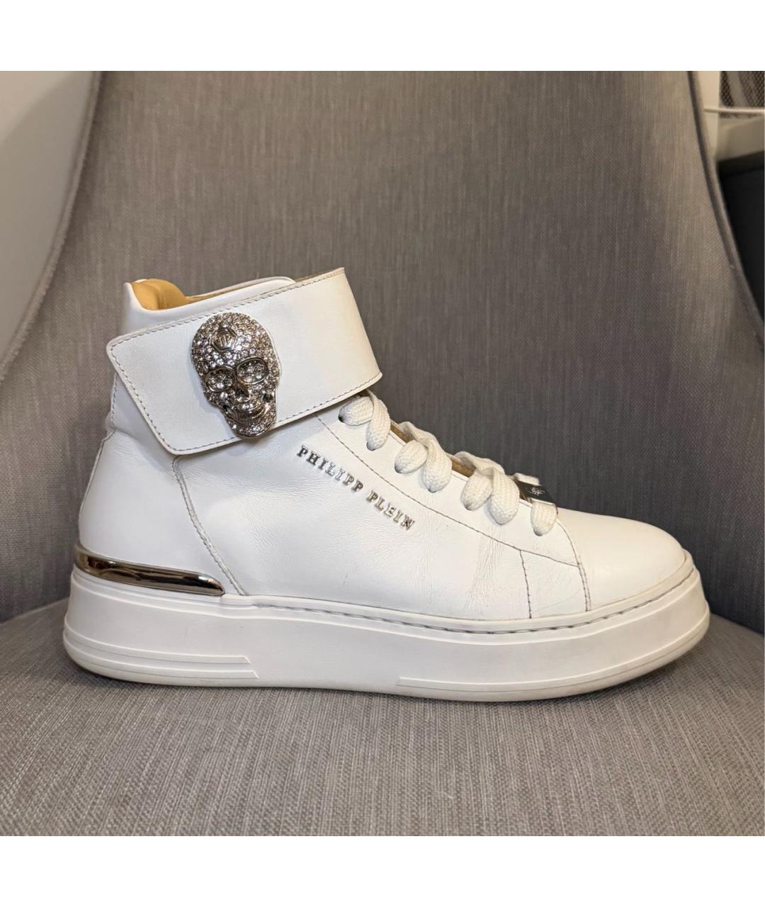 PHILIPP PLEIN Белые кожаные кеды, фото 9