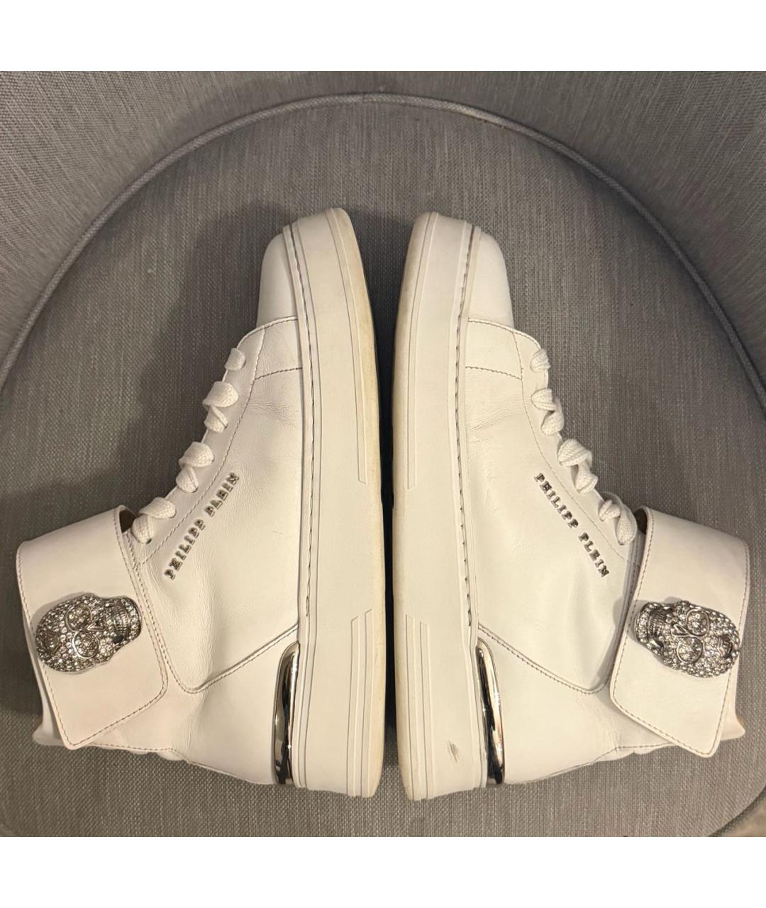 PHILIPP PLEIN Белые кожаные кеды, фото 7