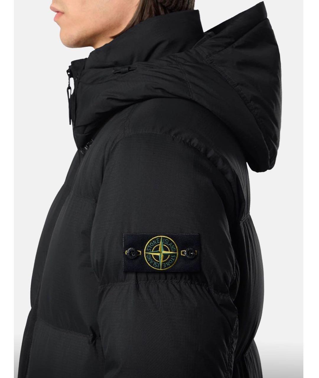 STONE ISLAND Черный полиамидовый пуховик, фото 3