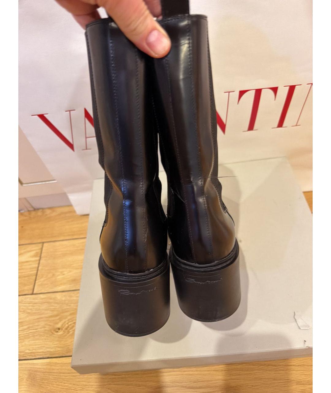 SANTONI Черные кожаные полусапоги, фото 4