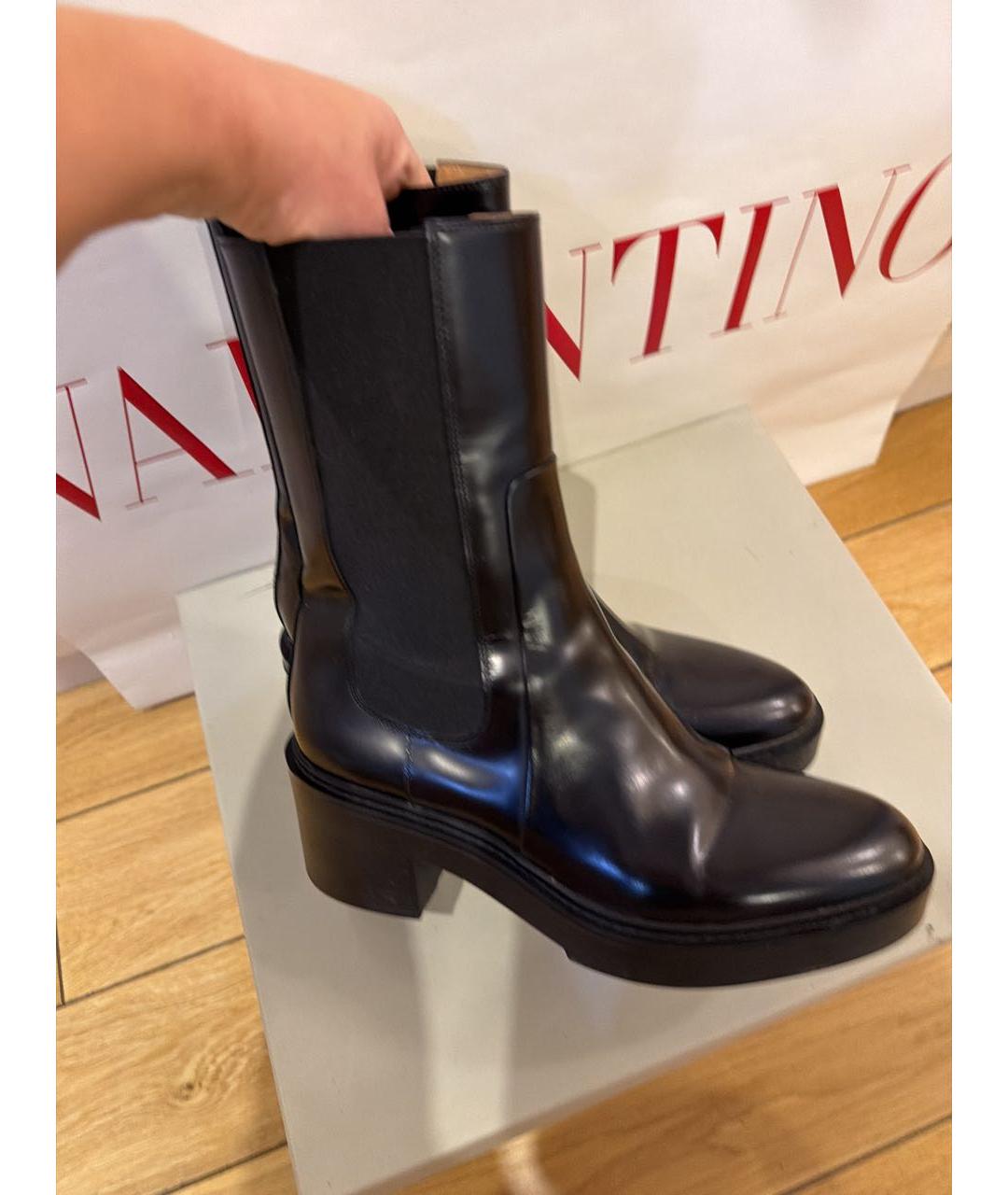 SANTONI Черные кожаные полусапоги, фото 5