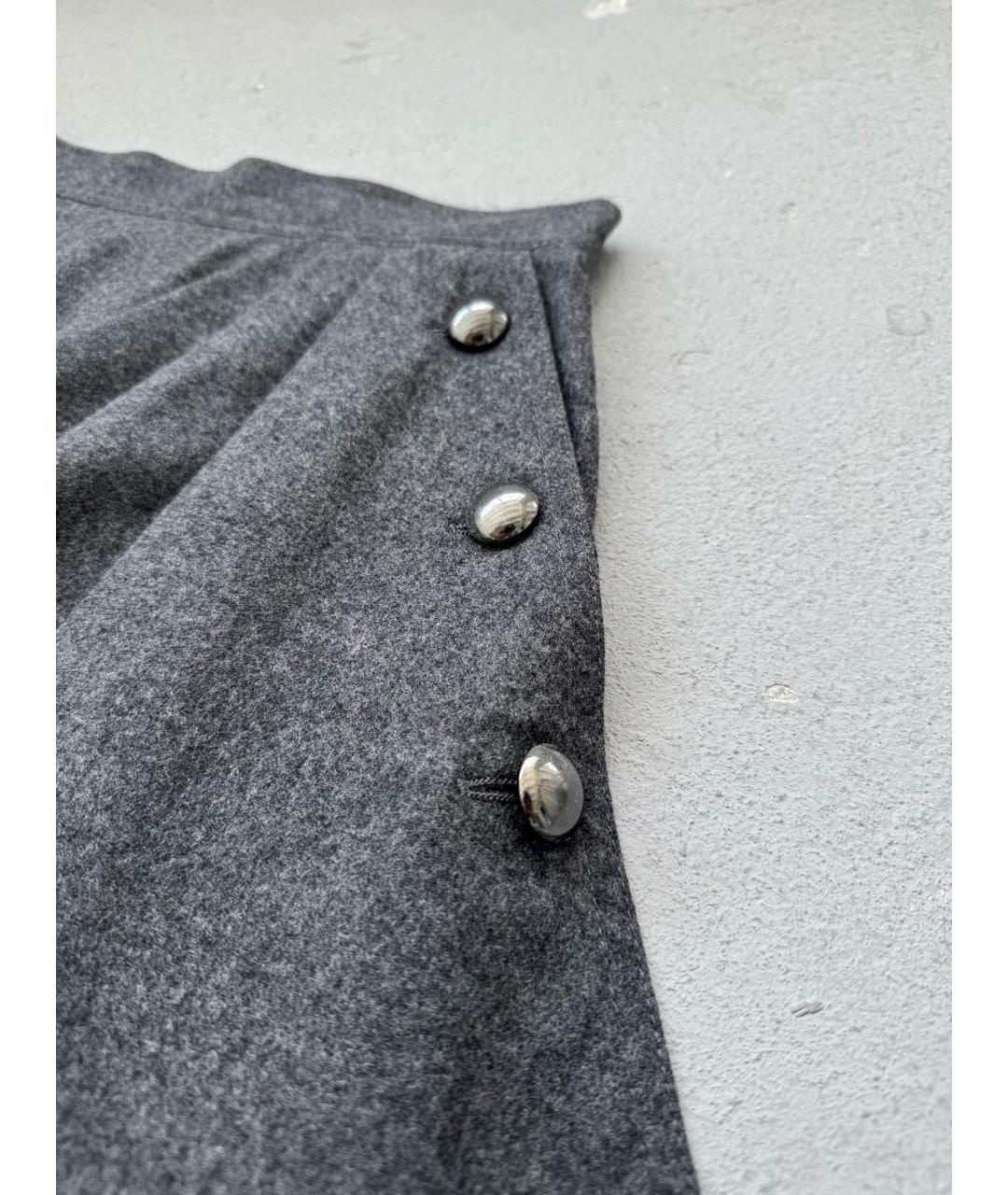 MAX MARA Серая шерстяная юбка мини, фото 3