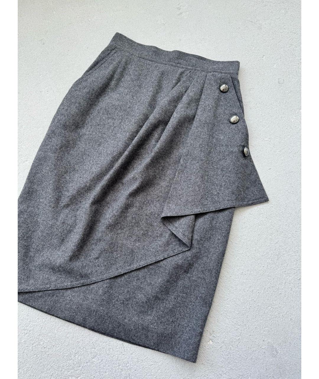 MAX MARA Серая шерстяная юбка мини, фото 4