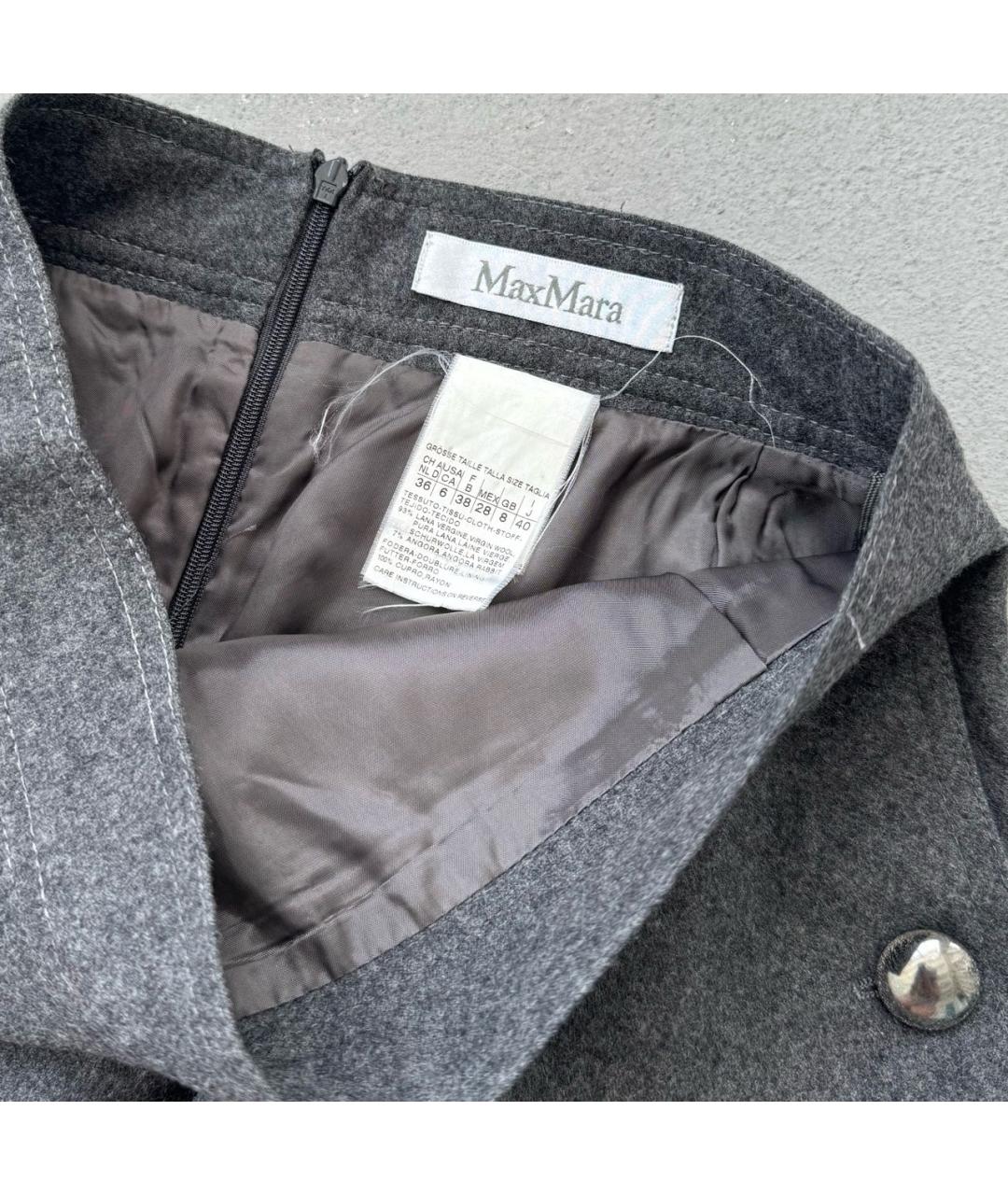 MAX MARA Серая шерстяная юбка мини, фото 5