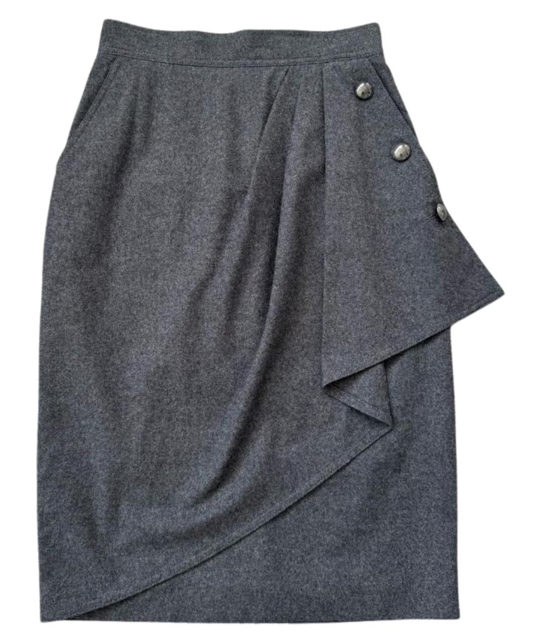MAX MARA Серая шерстяная юбка мини, фото 1
