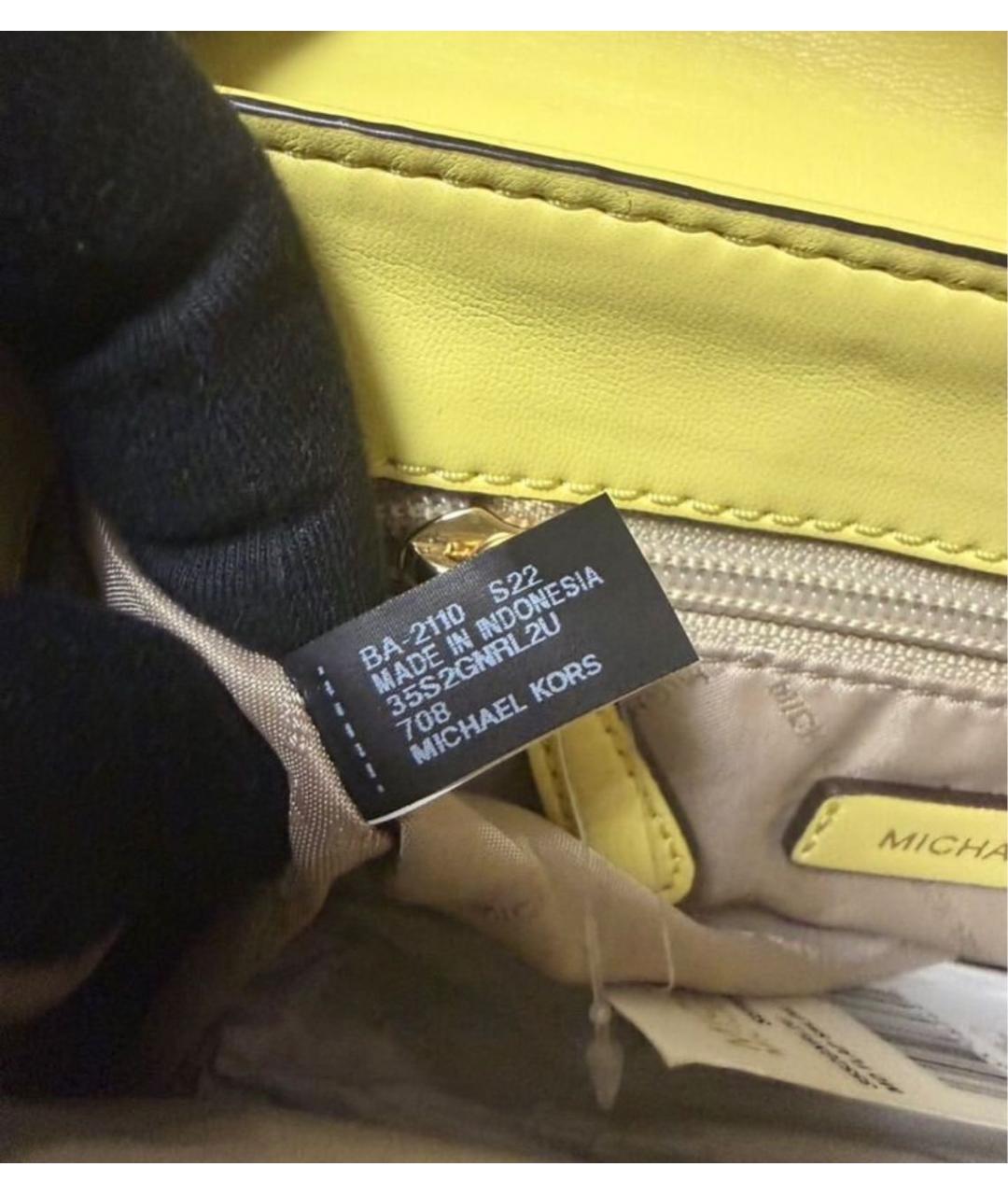 MICHAEL KORS Желтая сумка через плечо из искусственной кожи, фото 7