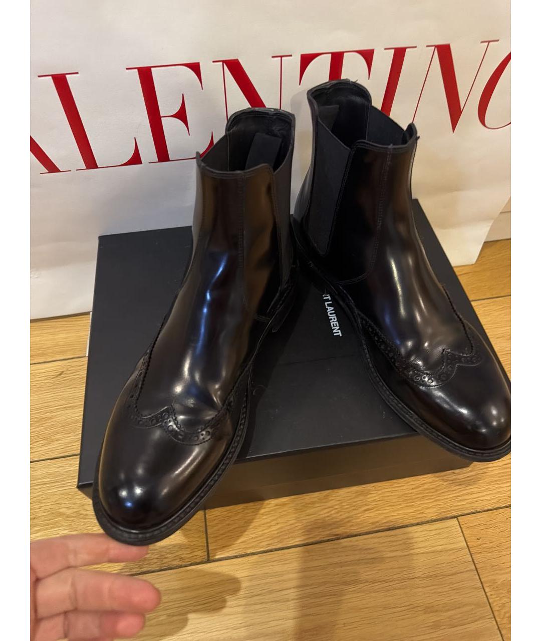 SAINT LAURENT Черные кожаные ботинки, фото 8