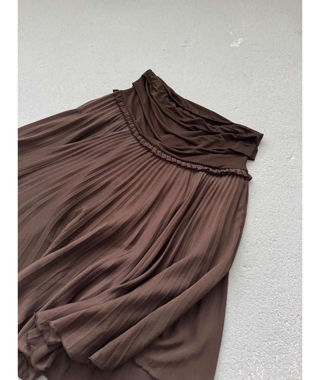 MAX MARA Коричневая шелковая юбка мини, фото 2