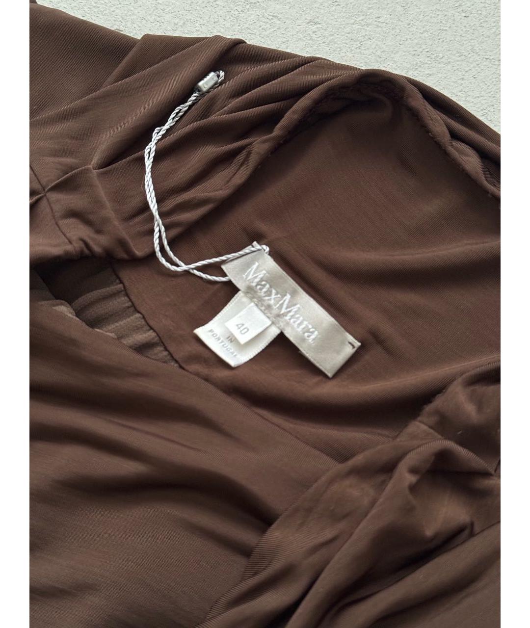 MAX MARA Коричневая шелковая юбка мини, фото 3