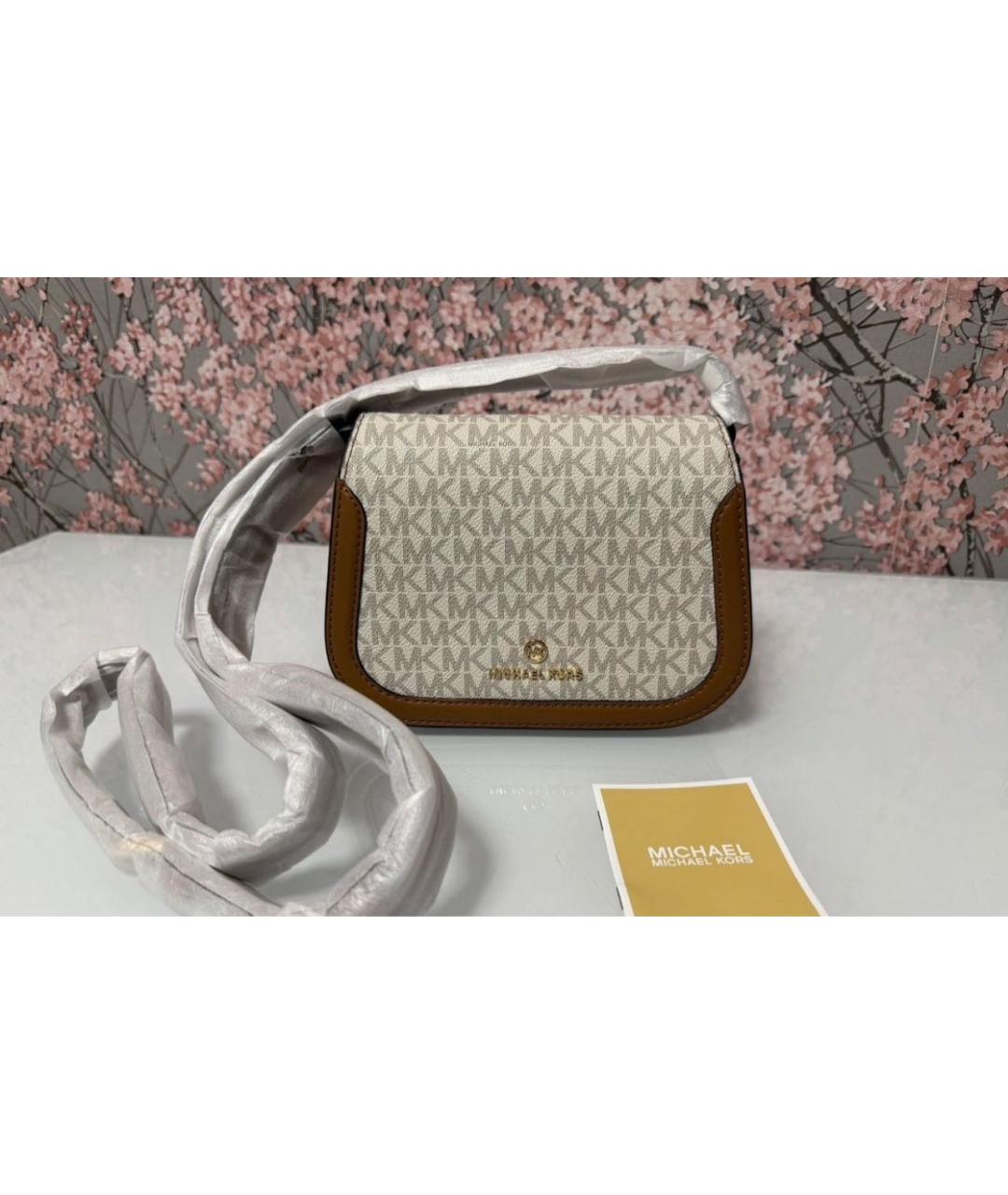 MICHAEL KORS Бежевая сумка через плечо из канвы, фото 9