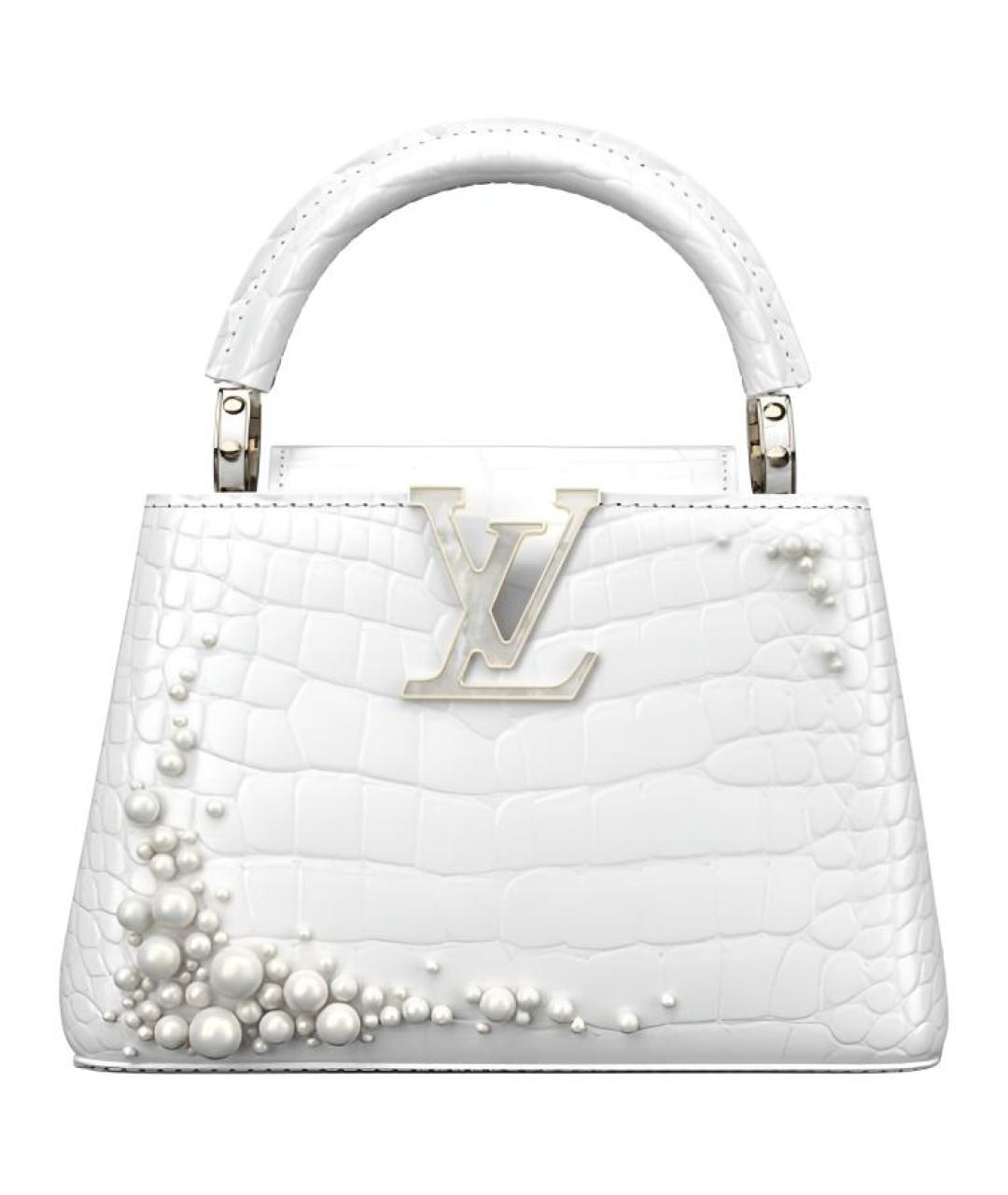 LOUIS VUITTON Белая сумка через плечо из кожи крокодила, фото 1