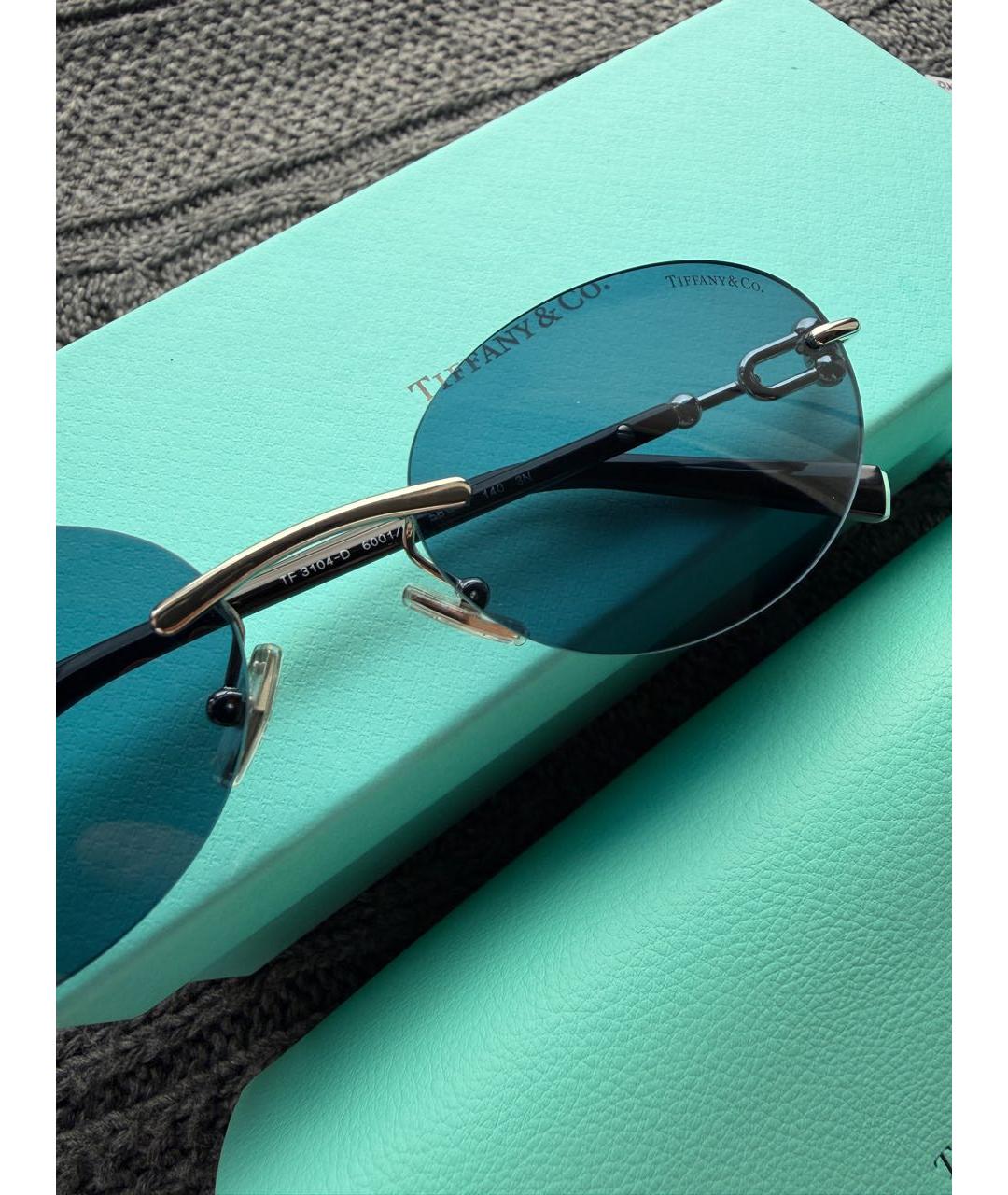 TIFFANY&CO Синие металлические солнцезащитные очки, фото 6