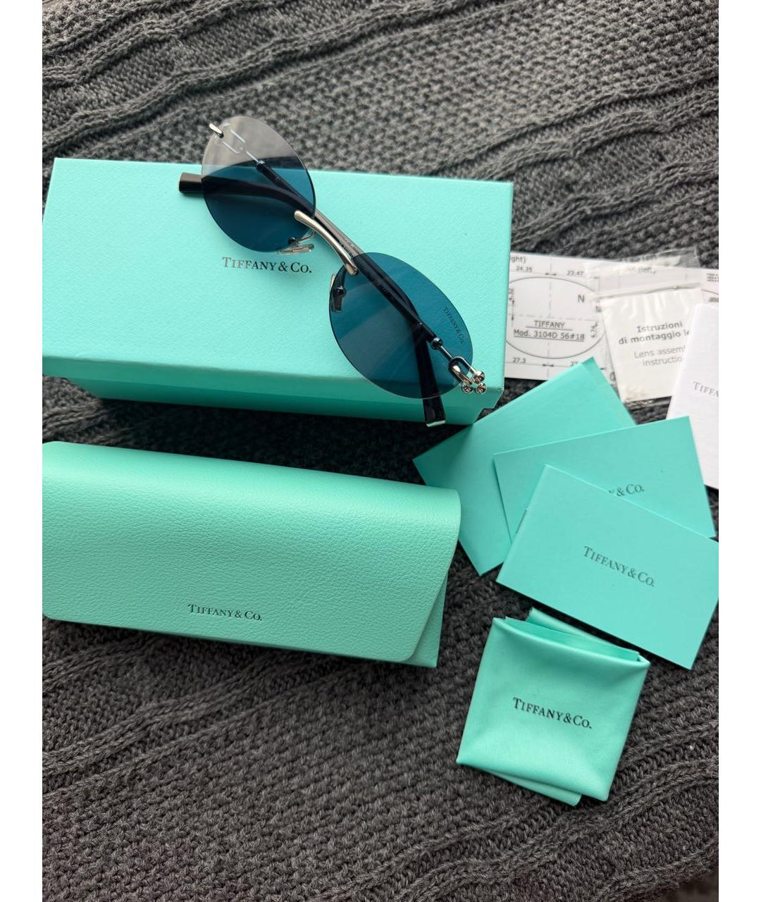 TIFFANY&CO Синие металлические солнцезащитные очки, фото 3
