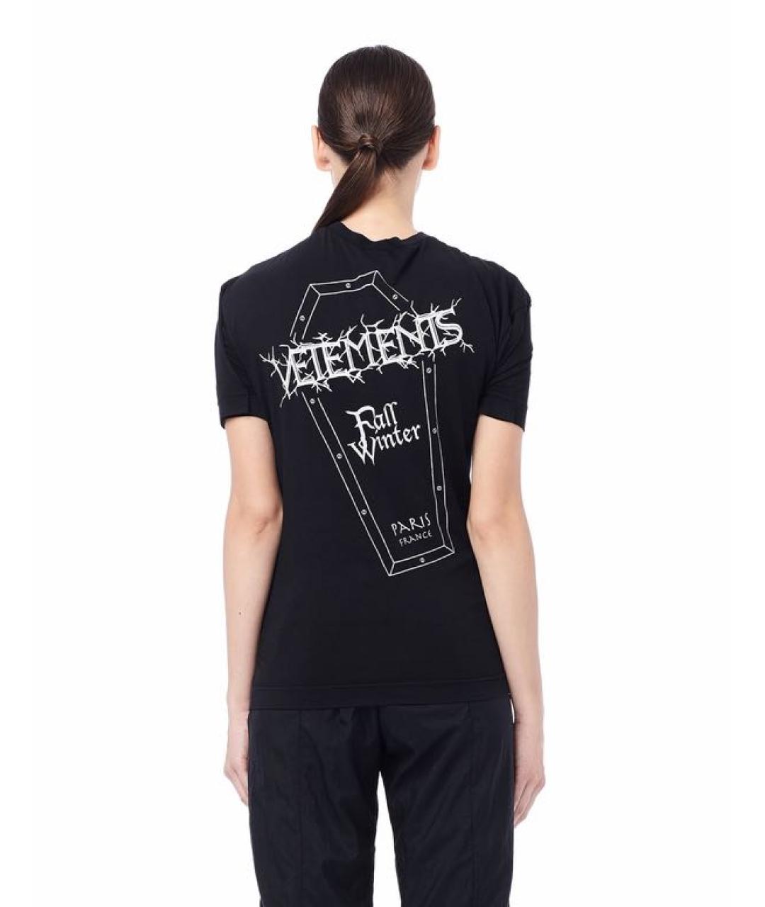 VETEMENTS Черная хлопковая футболка, фото 4