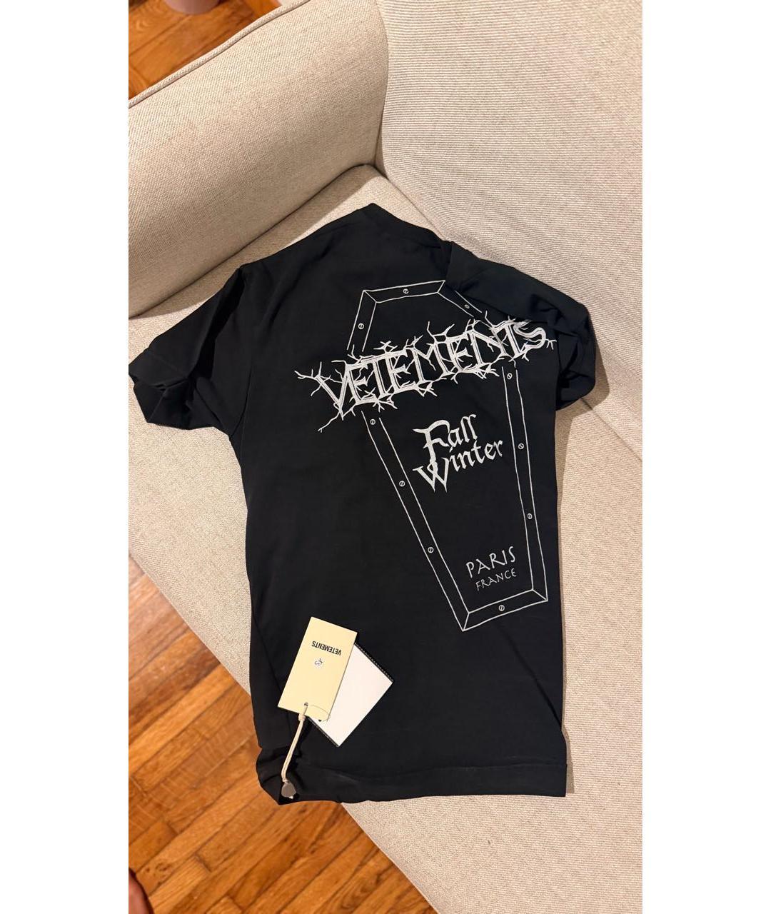 VETEMENTS Черная хлопковая футболка, фото 3