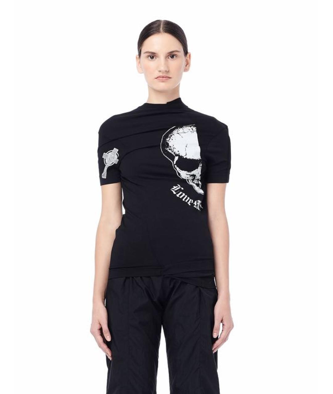 VETEMENTS Черная хлопковая футболка, фото 5