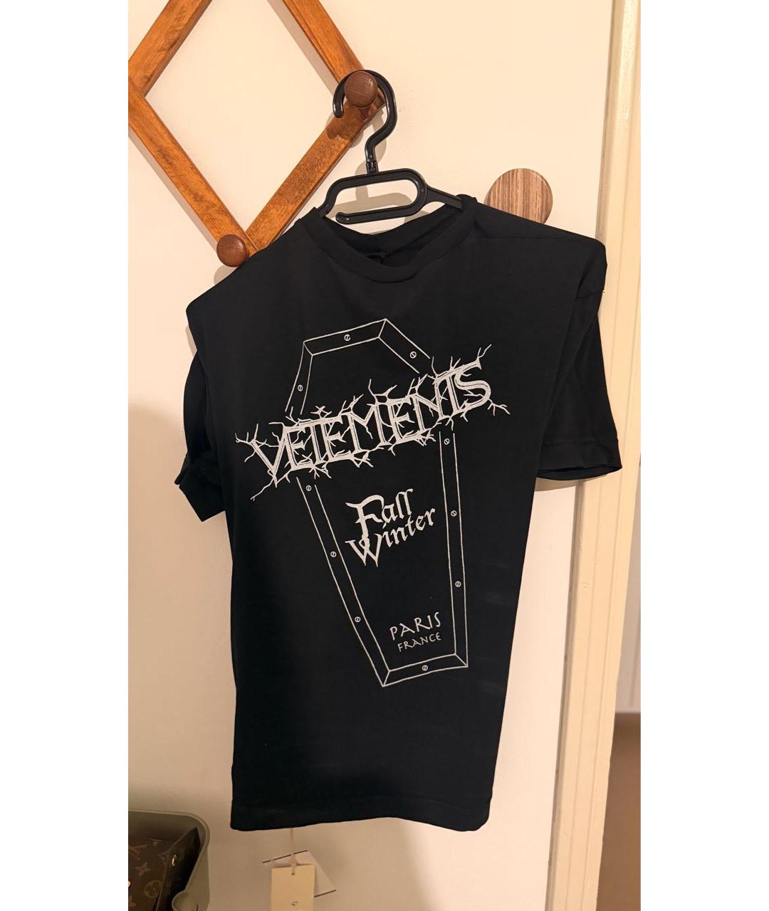 VETEMENTS Черная хлопковая футболка, фото 2