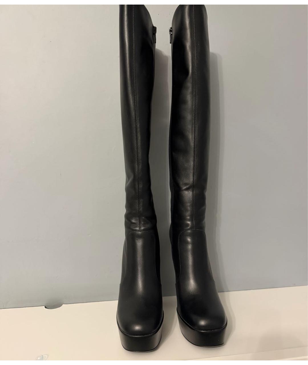 SAINT LAURENT Черные кожаные сапоги, фото 4