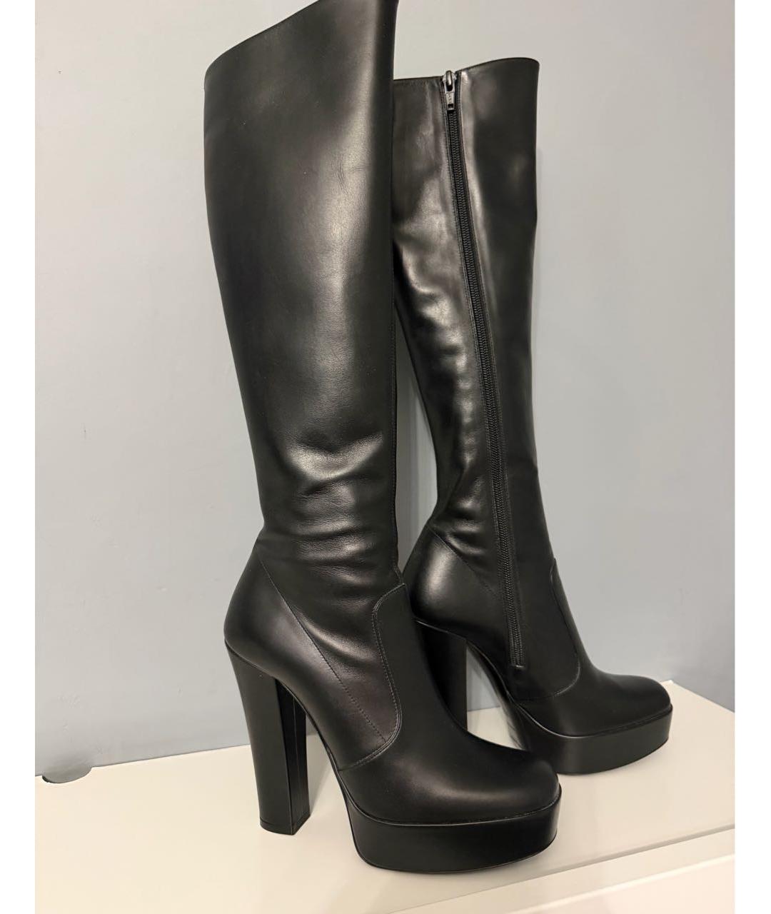 SAINT LAURENT Черные кожаные сапоги, фото 3