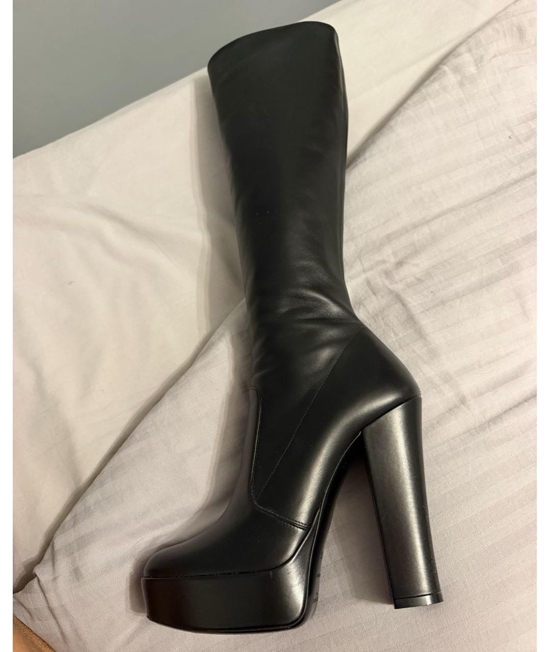 SAINT LAURENT Черные кожаные сапоги, фото 7