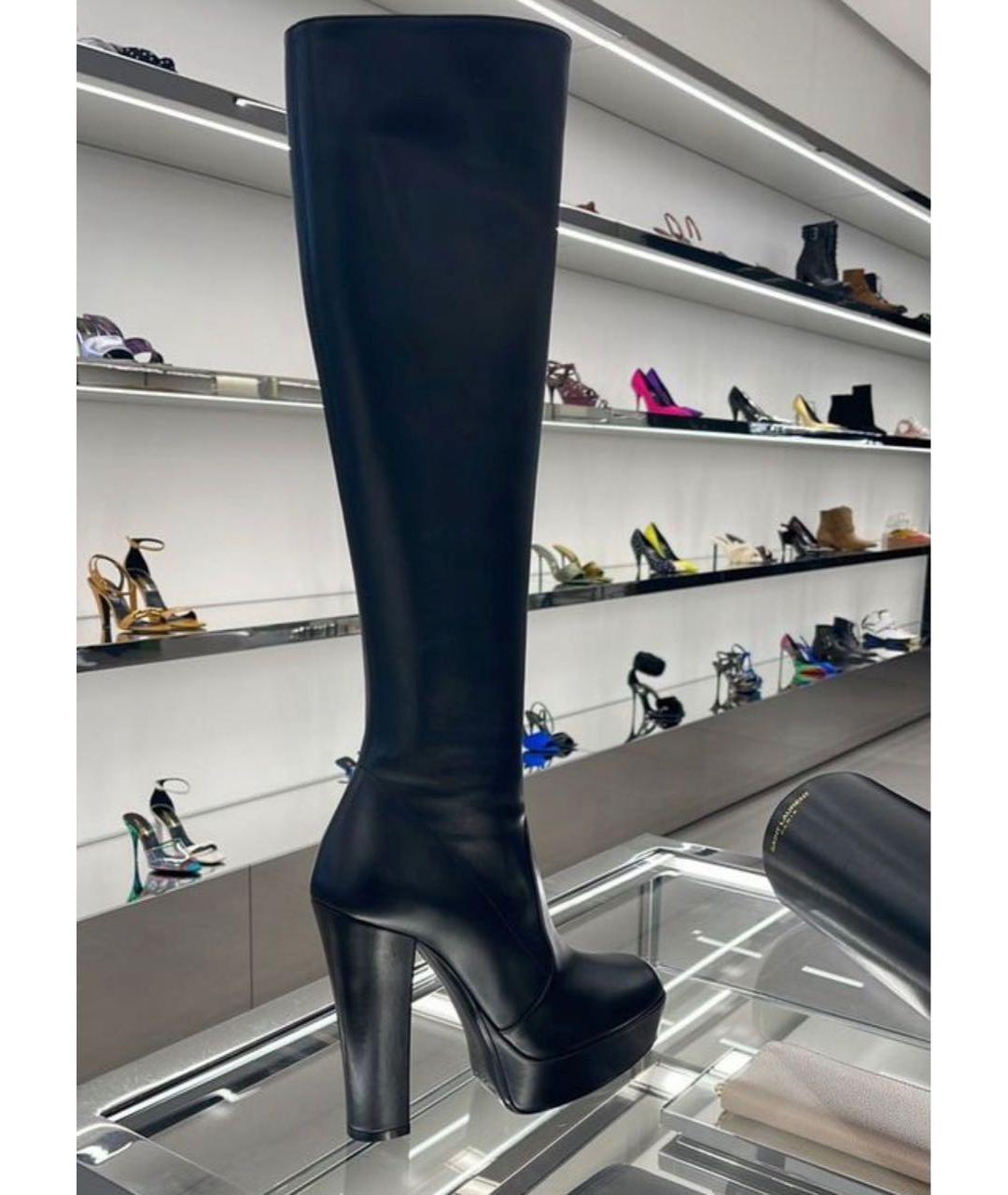 SAINT LAURENT Черные кожаные сапоги, фото 2
