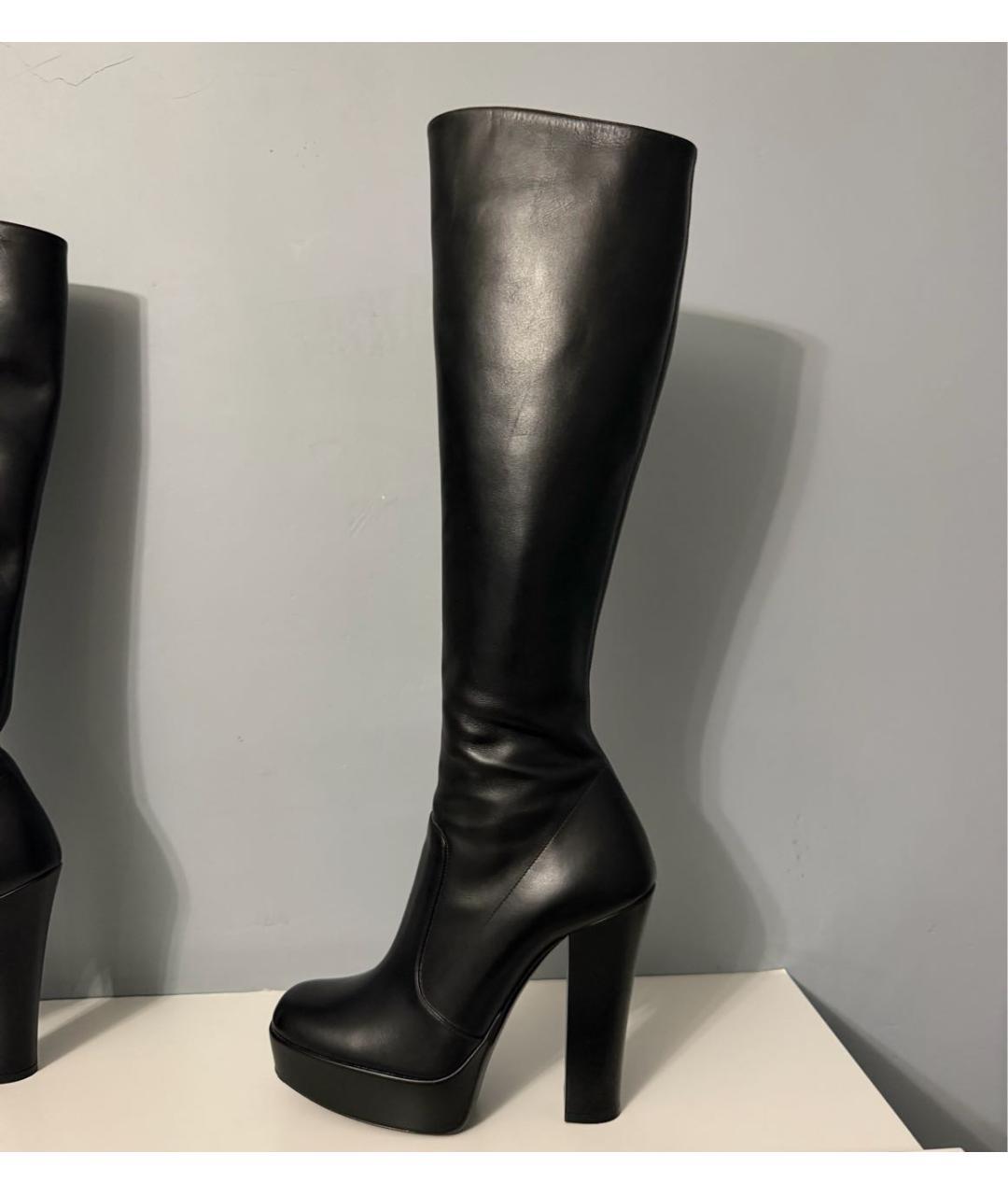 SAINT LAURENT Черные кожаные сапоги, фото 9