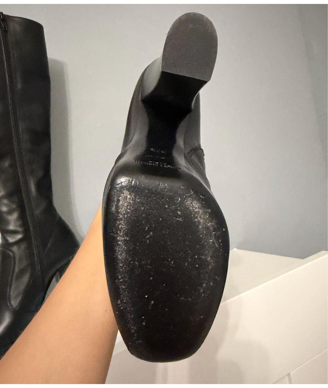 SAINT LAURENT Черные кожаные сапоги, фото 5