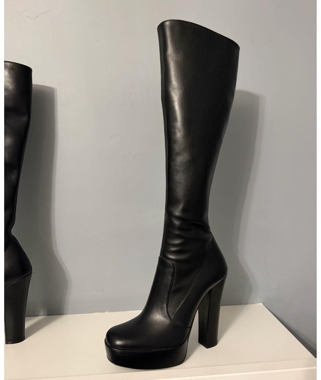 SAINT LAURENT Черные кожаные сапоги, фото 8