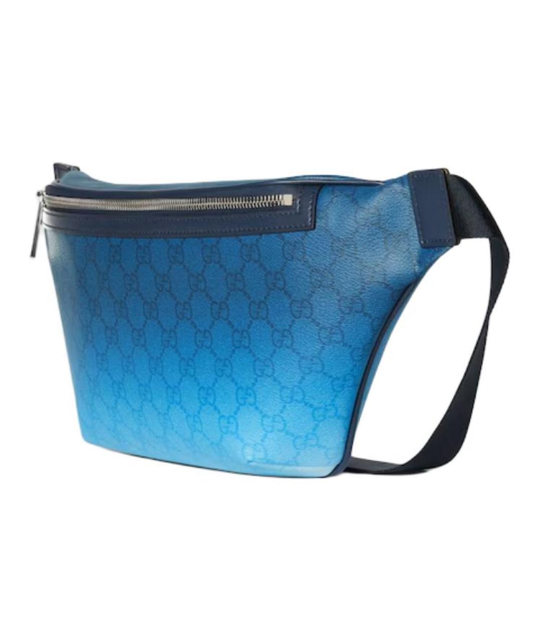 GUCCI Синяя поясная сумка из канвы, фото 2