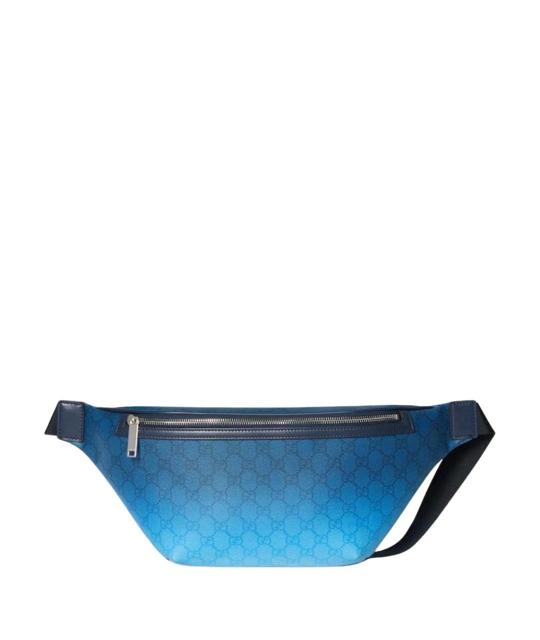 GUCCI Синяя поясная сумка из канвы, фото 1