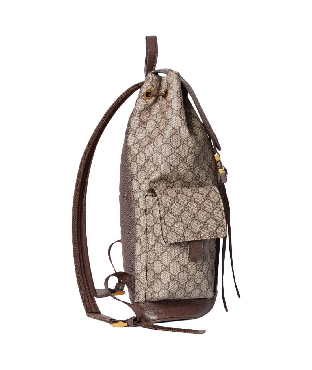 GUCCI Бежевый рюкзак из канвы, фото 3