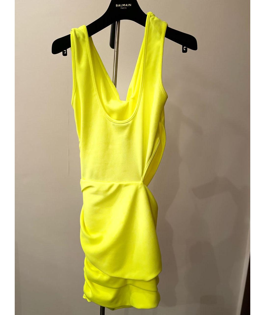 BALMAIN Желтое коктейльное платье, фото 4