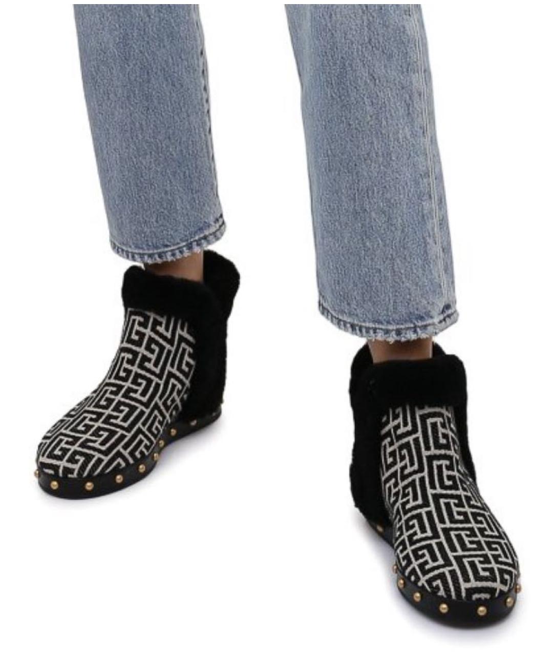 BALMAIN Черные текстильные полусапоги, фото 5
