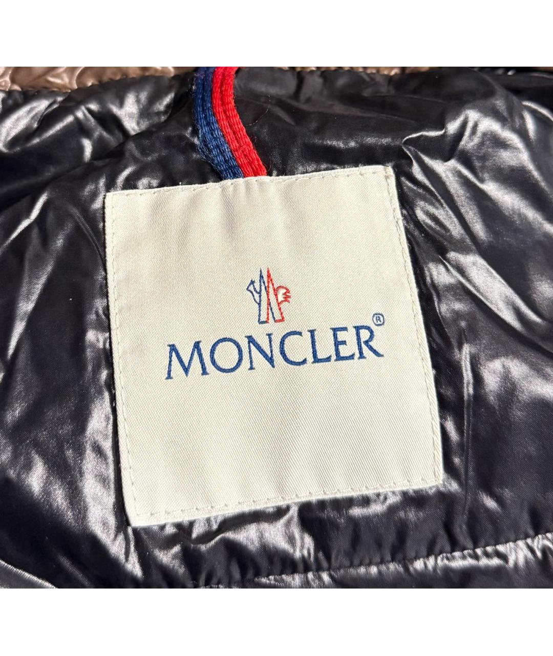 MONCLER Коричневый полиамидовый пуховик, фото 3