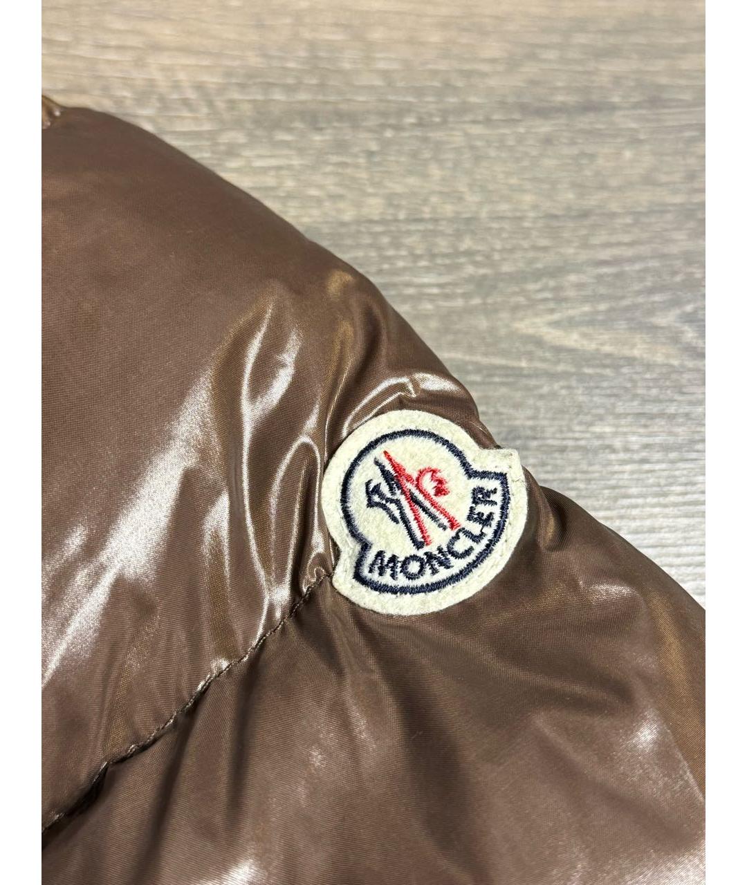 MONCLER Коричневый полиамидовый пуховик, фото 4