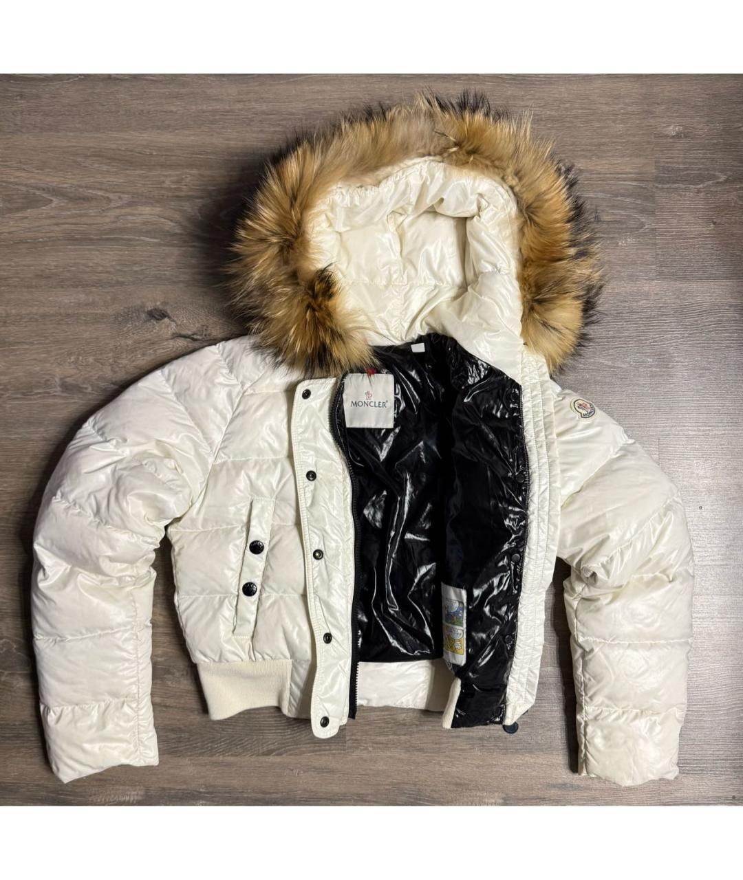 MONCLER Белый полиамидовый пуховик, фото 2