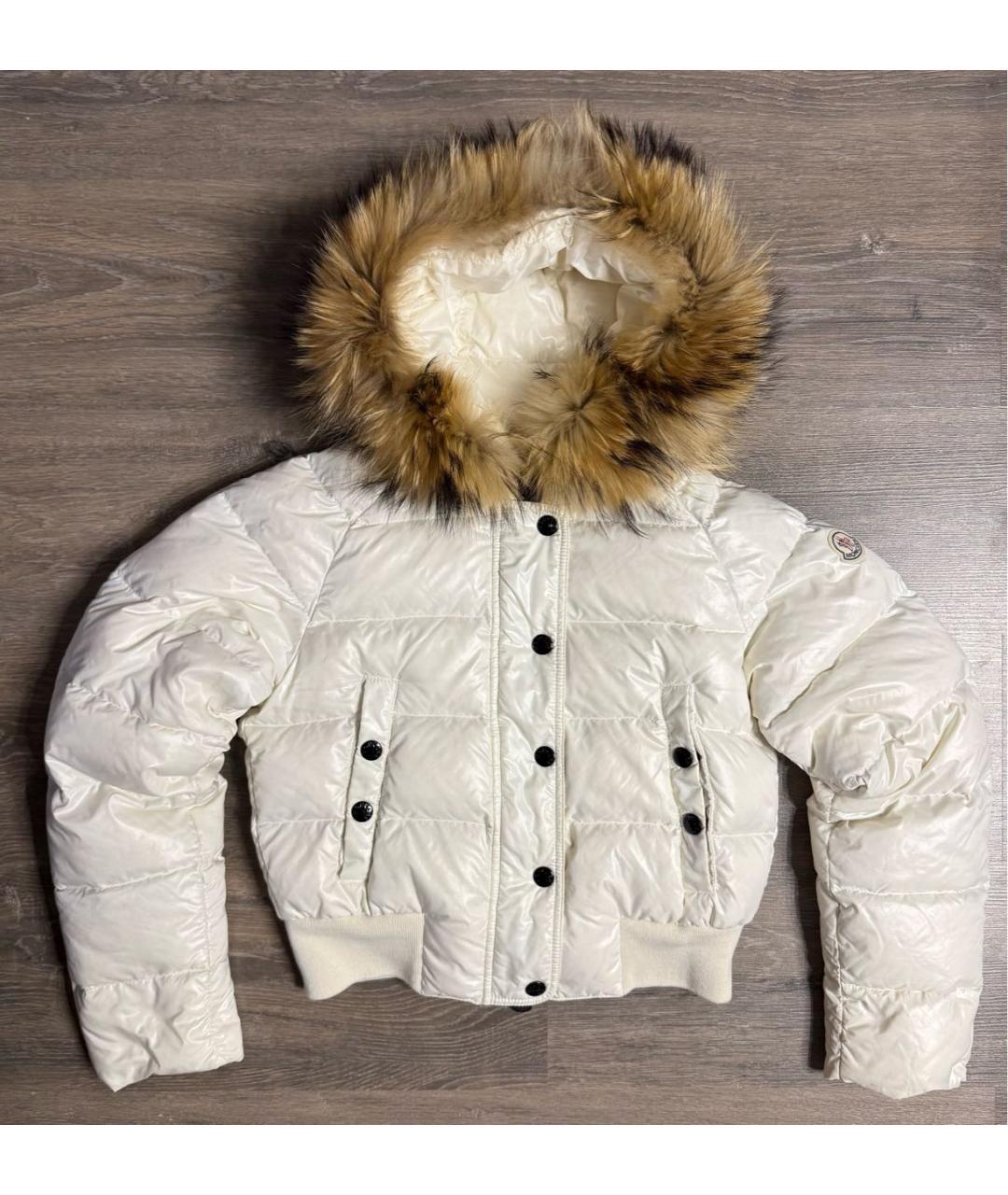 MONCLER Белый полиамидовый пуховик, фото 9