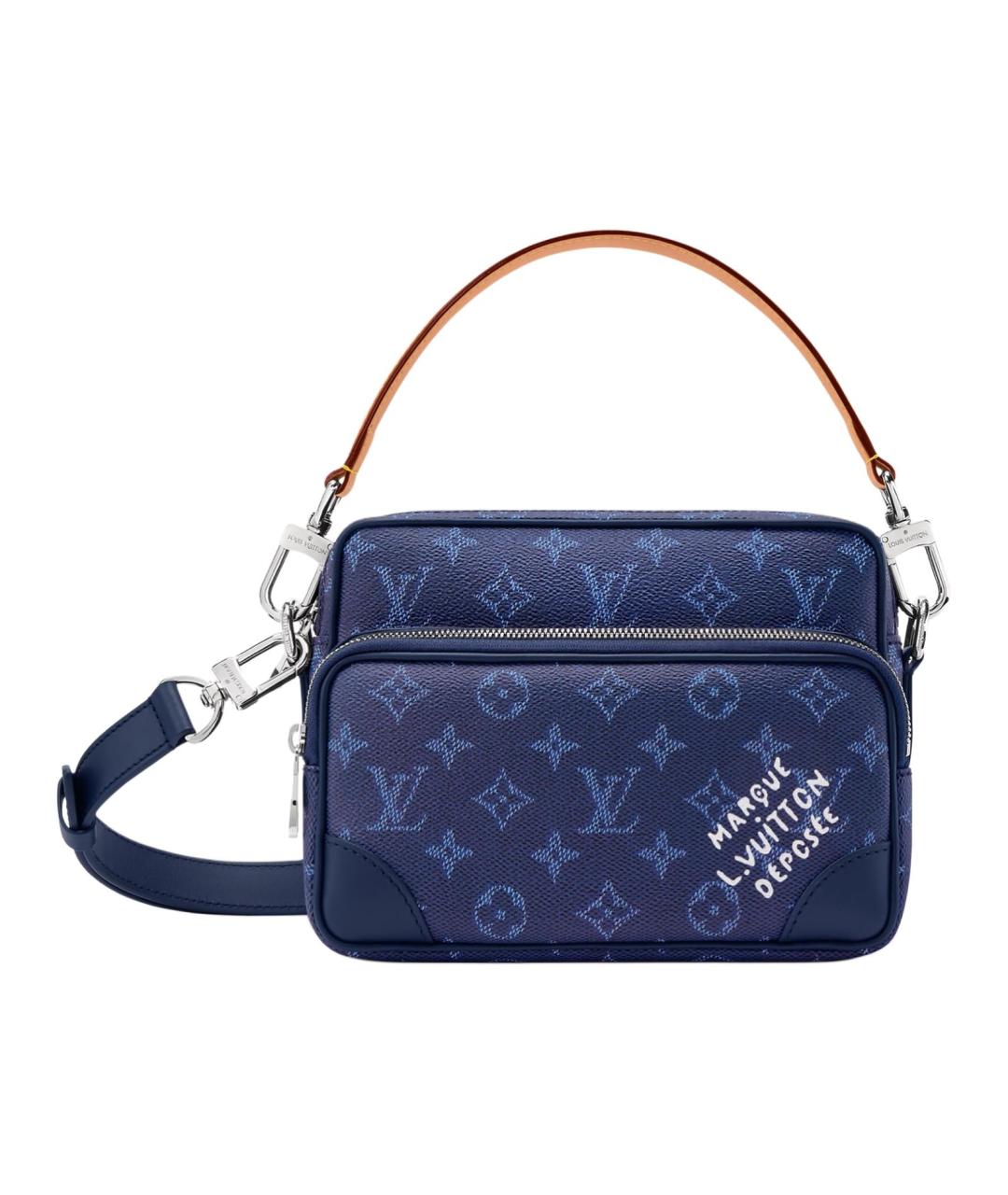 LOUIS VUITTON Синяя сумка через плечо из канвы, фото 6