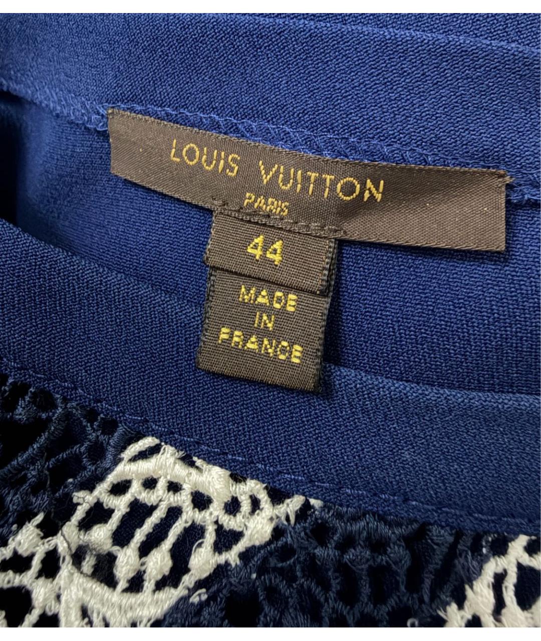 LOUIS VUITTON Темно-синее хлопковое коктейльное платье, фото 4