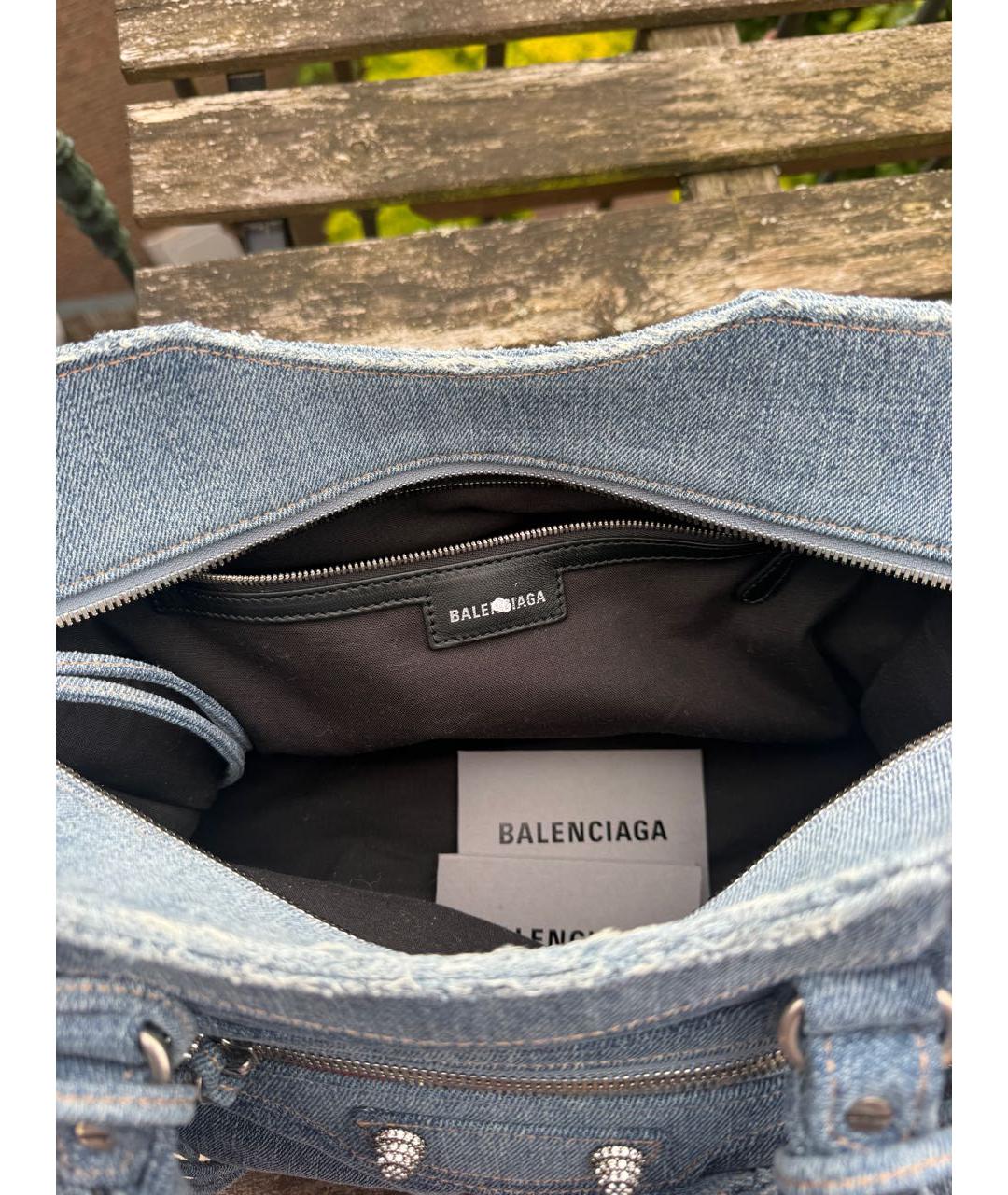 BALENCIAGA Голубая деним сумка с короткими ручками, фото 8