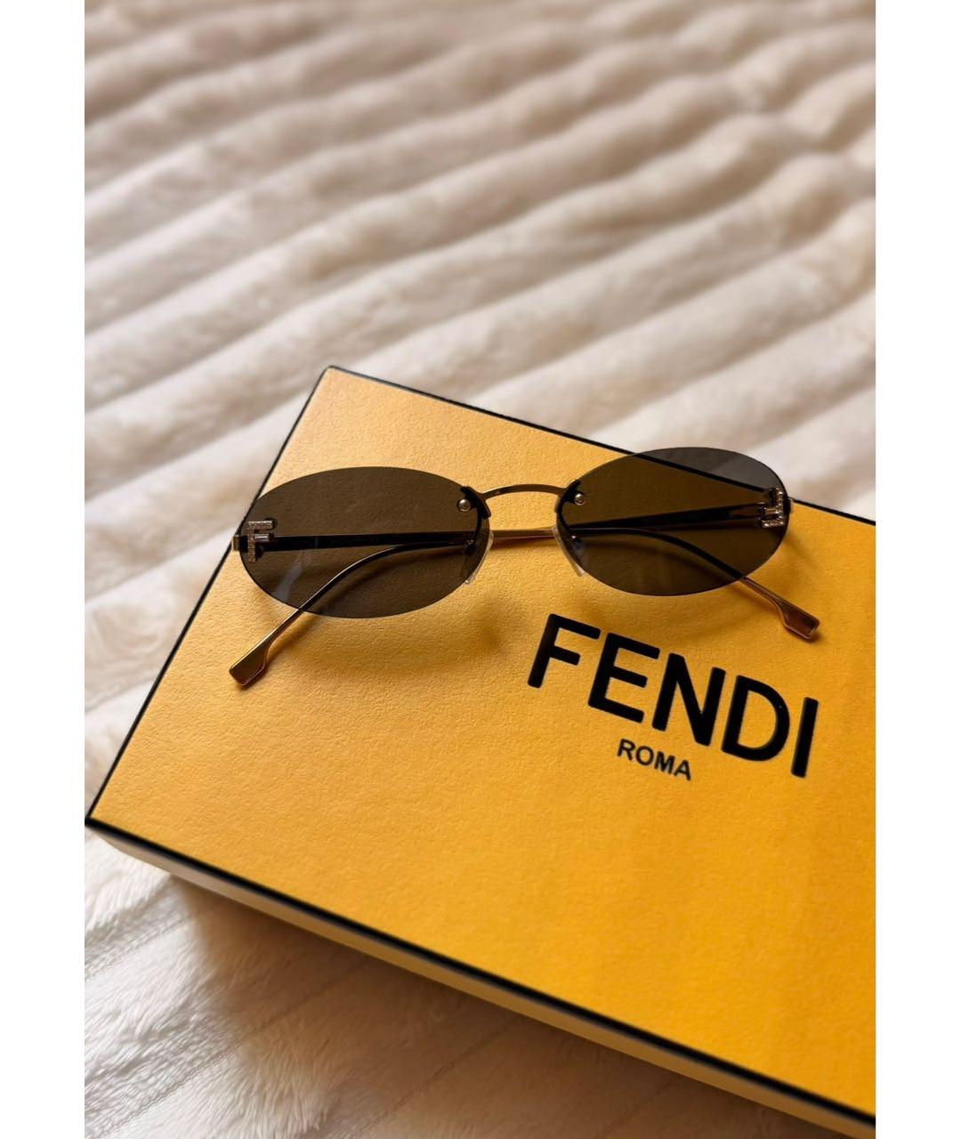 FENDI Черные металлические солнцезащитные очки, фото 4